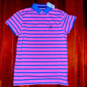 Boy’s Next Polo shirt pink blue striped size 14 new